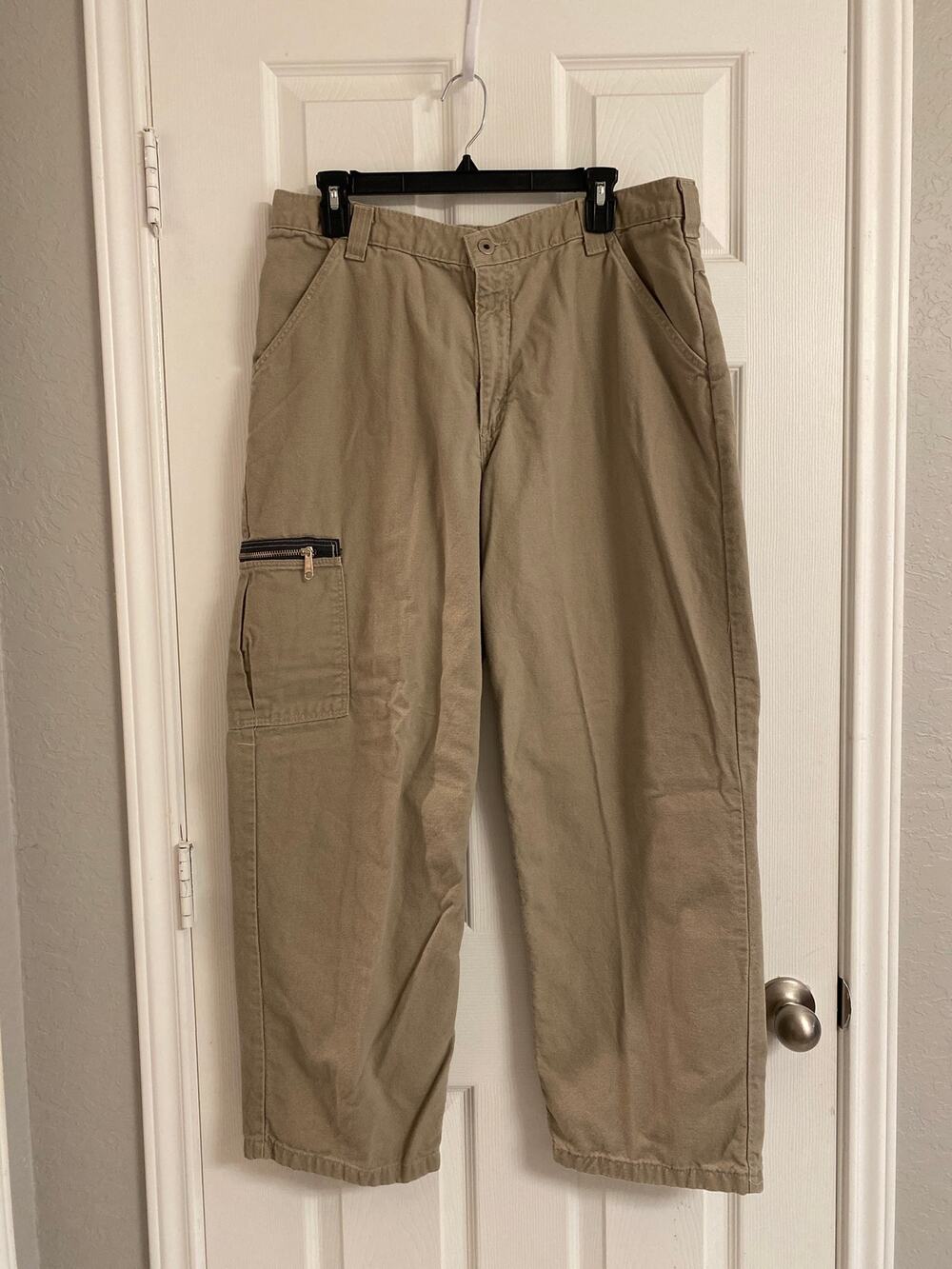 Vintage Britannia Cargo Painter Pants Khaki Tan Cotton Men's Size 36x30 Gorpcore
